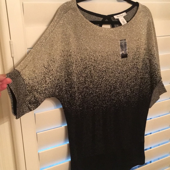 White House Black Market Tops - Black blouse with gold detail.